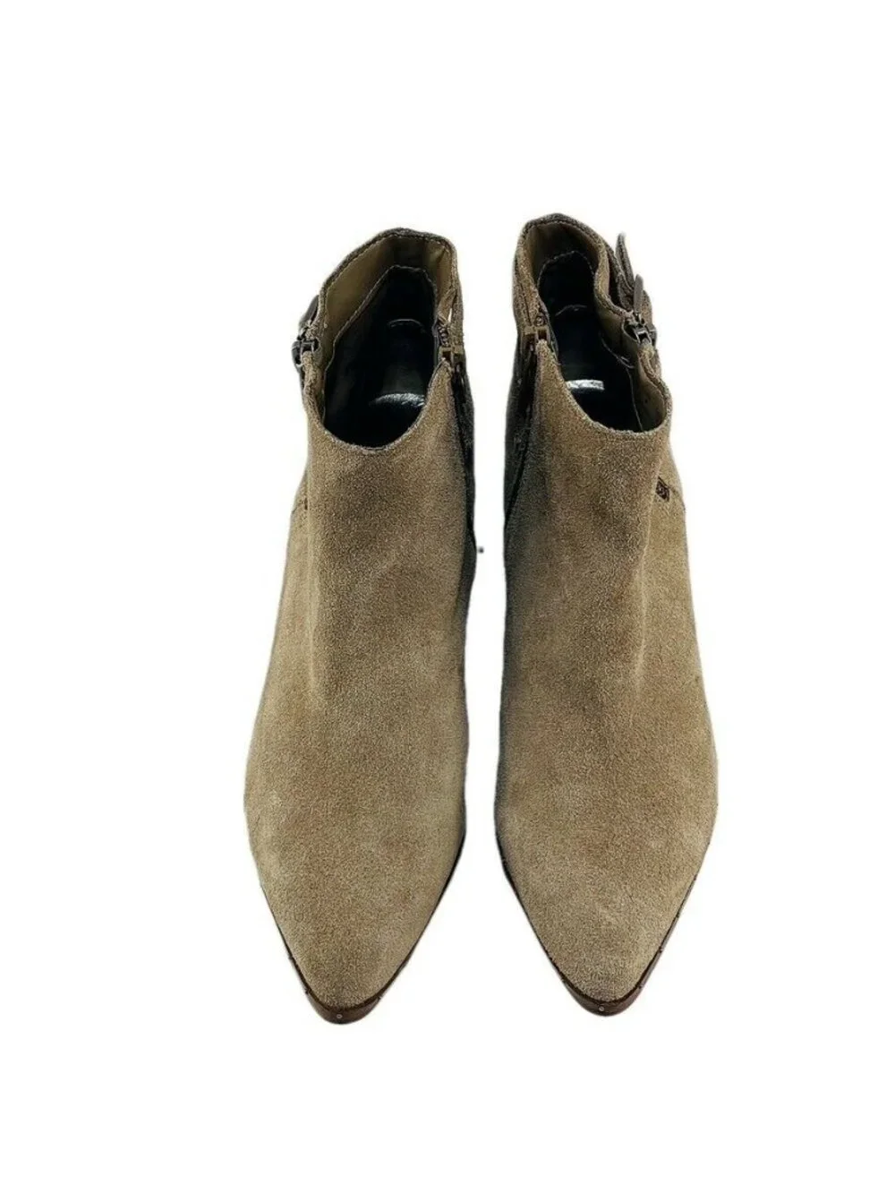 Bleecker & Bond Womens Suede Ankle Boots With Buckles & Side Zipper - Size 7.5 -